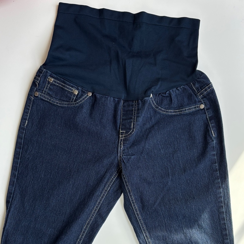 Women's Dark Blue Maternity Jeans Grey Trim size Medium